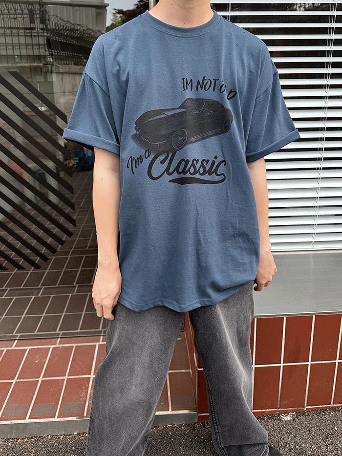 남녀공용 클래식 카 반팔 티셔츠(3color)