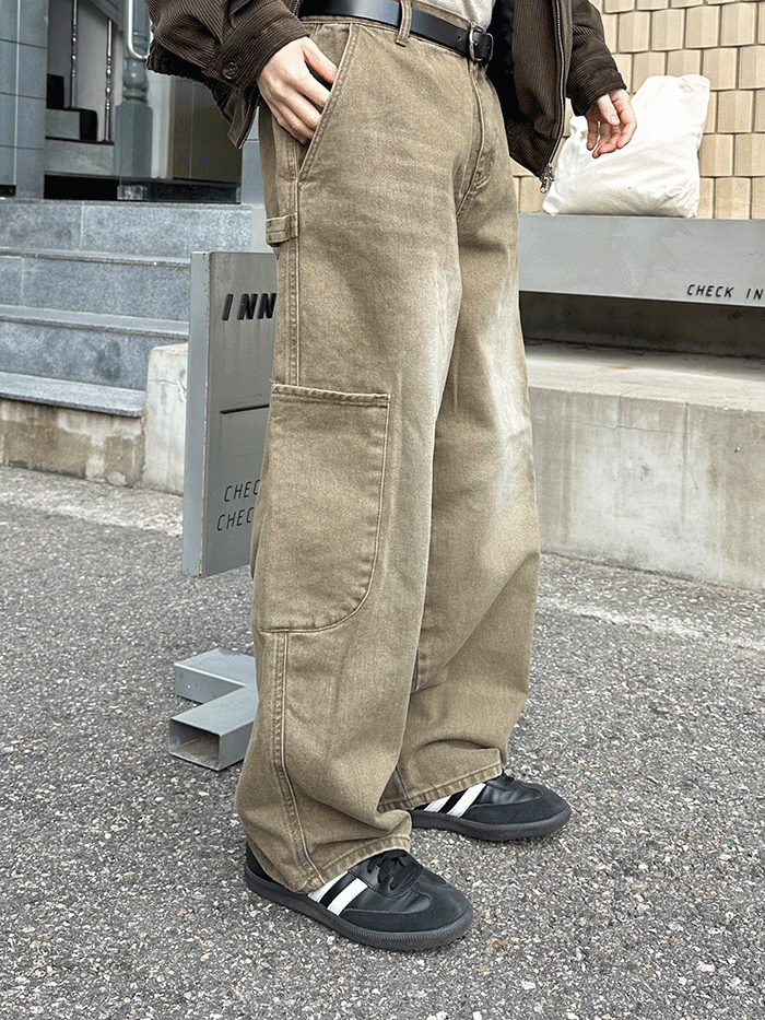 남녀공용 카치온 니들 카고 와이드 팬츠(2color)