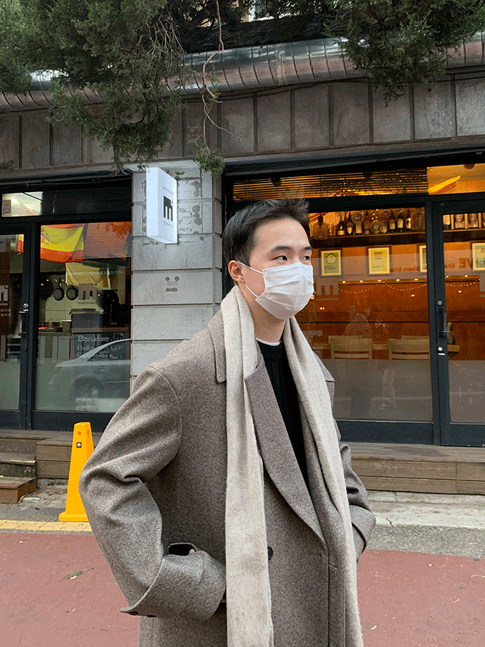 남녀공용 오버핏 울 더블 헤링본 코트(2color)