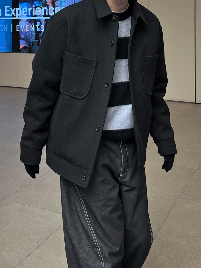 남자 마가 울 숏 코트(4color)