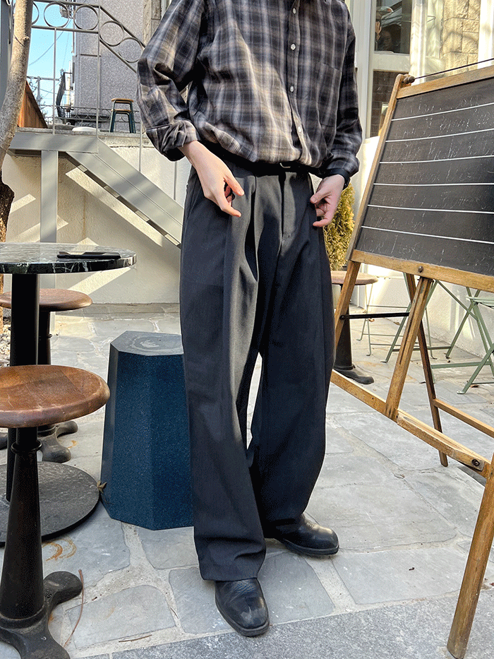 남녀공용 언발 투턱 슬랙스 팬츠(2color)