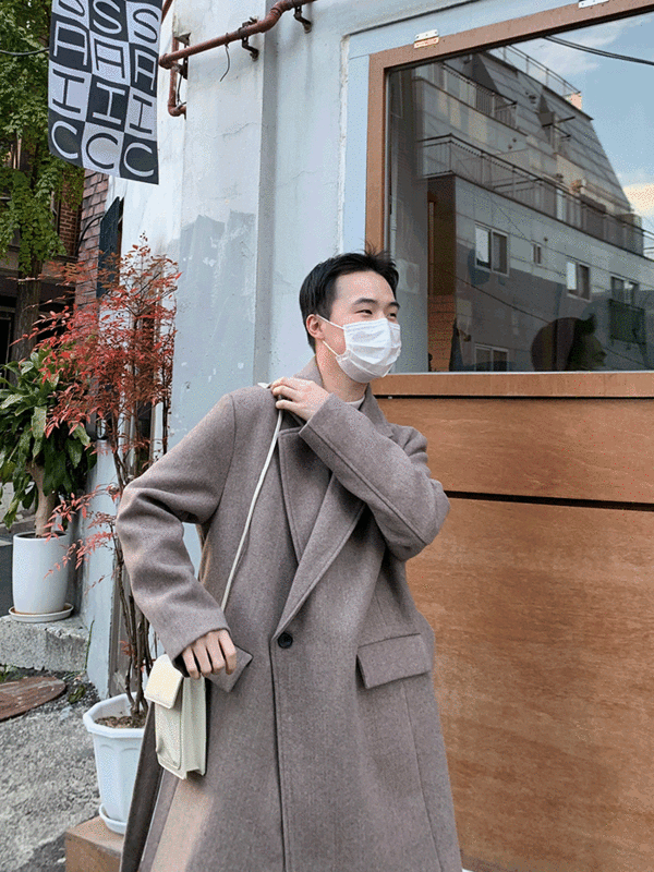 남자 오버 사선 로브 코트(2color)