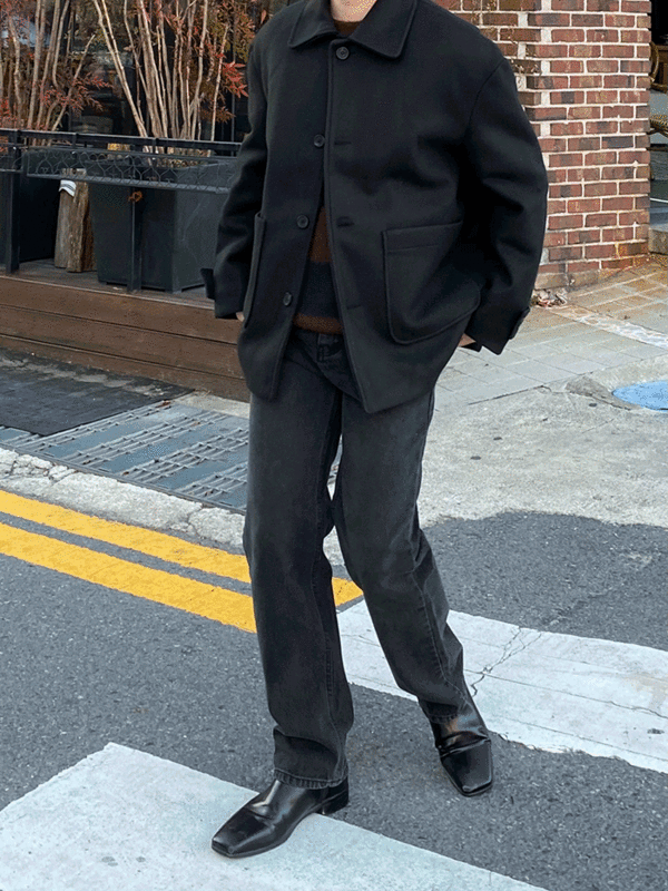 남녀공용 오버핏 울 하프 코트(3color)