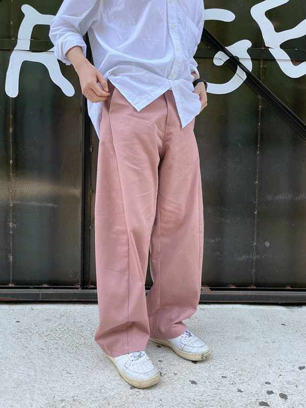 남녀공용 벨트 커브드 와이드 팬츠(3color)