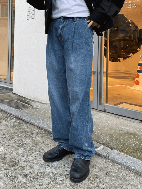 남자 브러쉬 핀턱 와이드 팬츠(2color)