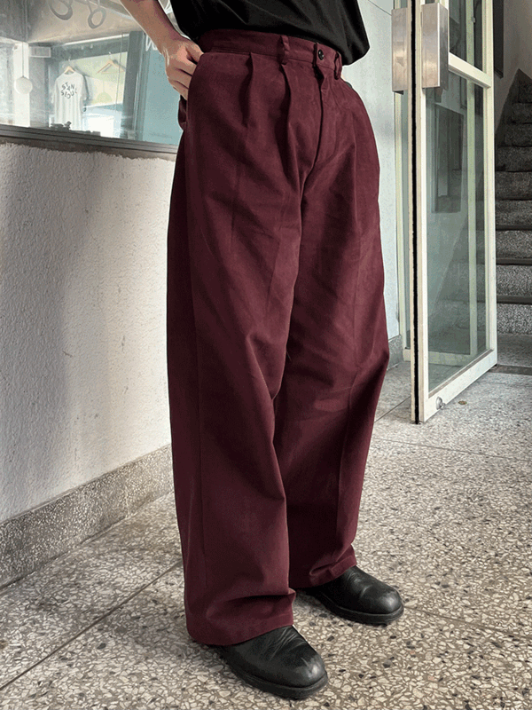 남녀공용 피치 기모 투턱 와이드 팬츠(4color)