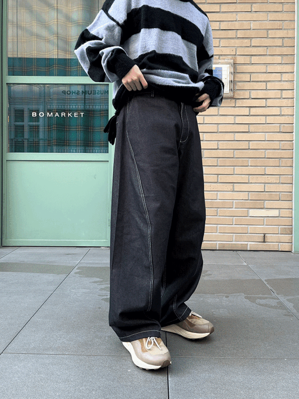 남자 논 페이드 트위스트 데님 팬츠(3color)