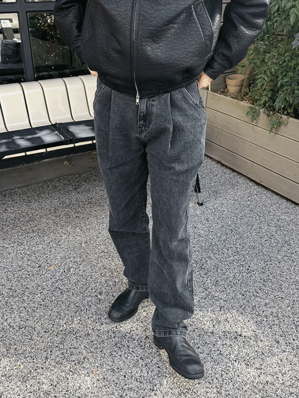 남자 원턱 세미 와이드 팬츠(4color)
