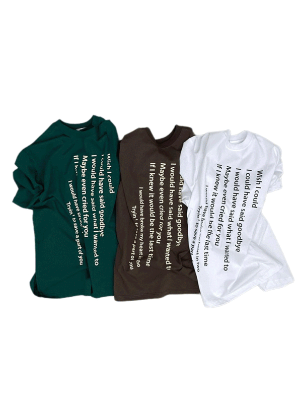 남녀공용 위시 오버핏 반팔 티셔츠(3color)